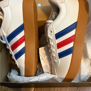 Adidas VL Court 3.0 K White with Red and Blue Accents